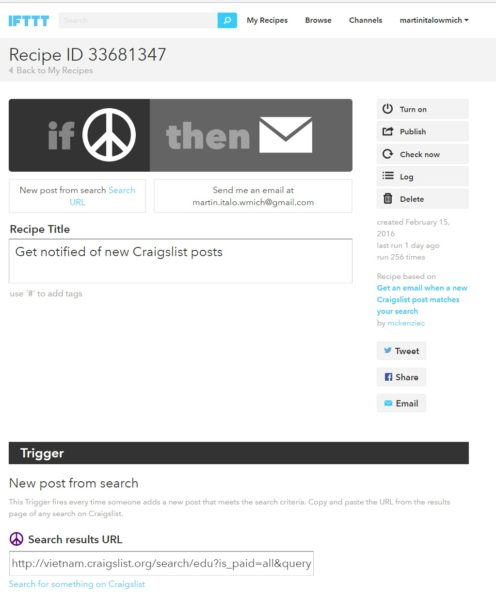 Turning off an IFTTT recipe